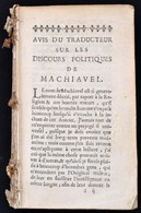 [Niccolo Machiavelli]: Discours Politiques De Machiavelli Sur Les Decades De Tite-Live. Tome Premier. Amsterdam, 1692, H - Non Classificati