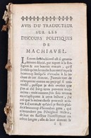 [Niccolo Machiavelli]: Discours Politiques De Machiavelli Sur Les Decades De Tite-Live. Tome Premier. Amsterdam, 1692, H - Unclassified