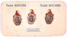 Ezüst(Ag) Mária Medál, 3 Db, Jelzett, 1,5x1 Cm, Papírlapra Rögzítve - Other & Unclassified