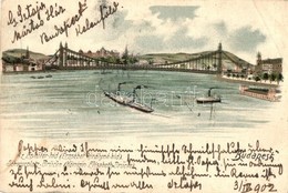 T3 1902 Budapest, Eskü Téri Híd (Erzsébet Királyné Híd), Gőzhajók. Litho (EB) - Sin Clasificación