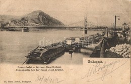 * T3 1902 Budapest, Duna Részlet A Ferenc József Hídnál, Uszályok, Piac A Rakparton. Ganz Antal 27. (EB) - Non Classés