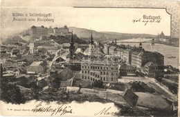 T2/T3 1904 Budapest I. Kilátás A Gellérthegyről, Királyi Vár, Lánchíd, Tabán, Szenes Ede üzlete, Tabáni Bor és Sörcsarno - Non Classés