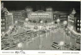 T2/T3 1929 Budapest VI. Oktogon éjjel, Autóbusz, Villamos, Automobil, Albus Szappan, Orion Izzólámpa Reklámja (EK) - Non Classés