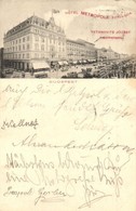 T2/T3 1905 Budapest VII. Rákóczi út 58. Hotel Metropole Szálloda Reklámlapja, Kávéház, Villamos. Tulajdonos: Petánovits  - Non Classés