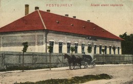 T3 1924 Budapest XV. Pestújhely, Állami Elemi Népiskola, Lovaskocsi (EB) - Non Classés