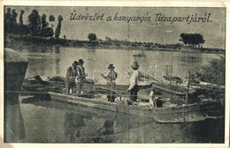 T2/T3 Tisza, Ókécske, Tiszakécske; Üdvözlet A Kanyargós Tisza Partjáról, Tiszai Halászok, Halászbárka. Kovácsné Fényképé - Non Classés