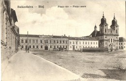 T2/T3 1913 Balázsfalva, Blasendorf, Blaj; Piactér, üzletek, Görögkatolikus Székesegyház, Piaci árusok. Czelnai Gyula Fel - Zonder Classificatie