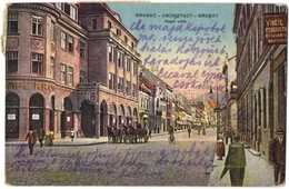 T2/T3 Brassó, Kronstadt, Brasov; Kapu Utca, Korona Kávéház, Kerékpár, üzlet / Street View, Café, Bicycle, Shops (EK) - Ohne Zuordnung