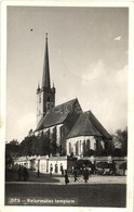 T2/T3 Dés, Dej; Református Templom, Kerékpáros / Calvinist Church, Man On Bicycle + 1940 Dés Visszatért So. Stpl. (EK) - Sin Clasificación