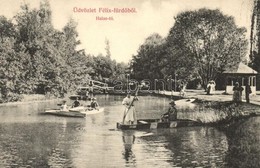 * T2/T3 Félixfürdő, Baile Felix; Halas-tó, Híd, Kiadja Engel József / Lake With Kayaking And Boating People (kissé ázott - Sin Clasificación