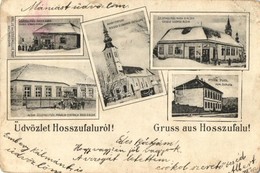 T3/T4 1903 Hosszúfalu, Satulung (Négyfalu, Sacele);  Román Ortodox Templom, Román Iskola, Radu G. Aldia üzletei, Télen.  - Non Classés