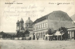 T2/T3 Kákófalva, Cacova, Gradinari; Fő Utca, Román Ortodox Templom, Vendéglő, étterem, üzlet / Main Street, Romanian Ort - Non Classés