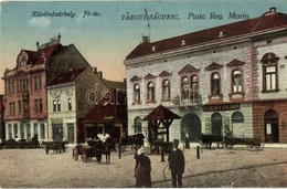 T3 Kézdivásárhely, Targu Secuiesc; Fő Tér, Szabó János, Vargha Vilmos üzlete, Szekerek, Kerekes Kút / Main Square, Shops - Sin Clasificación