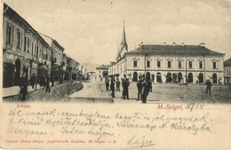 T2/T3 1902 Máramarossziget, Sighetu Marmatiei; Fő Tér, üzletek. Kiadja Berger Miksa / Main Square, Shops (EK) - Non Classés