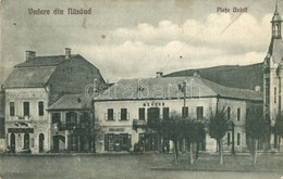 T3 Naszód, Nasaud; Piata Unirii / Utcakép, Mercur Szálloda, Emil Fetti üzlete / Street View, Hotel, Shops + 1940 Tábori  - Sin Clasificación