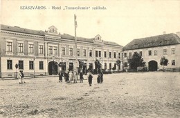 T2 1914 Szászváros, Broos, Orastie; Hotel 'Transsylvania' Szálloda, Caffee Eisenburger Kávéház / Street View, Hotel, Caf - Non Classés