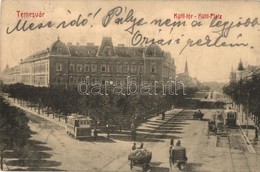 T2/T3 1910 Temesvár, Timisoara; Küttl Tér, Villamos, Kőbányai Dreher Sörcsarnok, Elite Kávéház. Kiadja A 'Koronaherceg'  - Non Classés