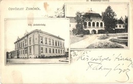 T3 1903  Zsibó, Jibou; Kir. Járásbíróság, Br. Wesselényi Kastély / District Court, Castle. Floral (fl) - Non Classés