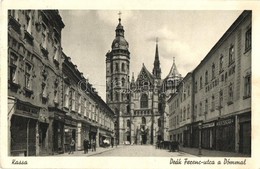 T2/T3 Kassa, Kosice; Deák Ferenc Utca A Dómmal, üzletek / Street View With Cathedral And Shops (EK) - Non Classés
