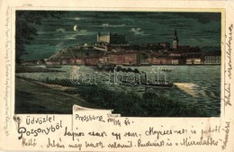 * T2/T3 1899 Pozsony, Pressburg, Bratislava; Vár, Este / Castle At Night. Regel & Krug No. 1898. Litho (EK) - Unclassified