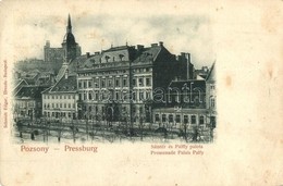 * T2/T3 1899 Pozsony, Pressburg, Bratislava; Promenade, Palais Palfy / Sétatér és A Pálffy Palota, Koronázótemplom, Pohl - Unclassified