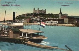 T2/T3 Pozsony, Pressburg, Bratislava; Duna Sor, Vár, Gőzhajó / Donaulände / Dunajská Rad / Danube, Castle, Steamship - Unclassified