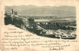 T3 1899 Trencsén, Trencín; Látkép, Vár. Kiadja Gansel Lipót / Trenciansky Hrad / General View, Castle (kopott Sarkak / W - Sin Clasificación
