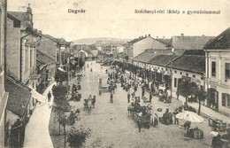 * T3 1915 Ungvár, Uzshorod, Uzhorod; Széchenyi Tér, Gimnázium, Piaci árusok, Sörcsarnok, Kocsma, üzletek. Kiadja Steinfe - Non Classificati