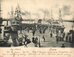 T2/T3 Fiume, Molo Adamich / Kikötő, Móló, Gőzhajók; Kihajtható Képeslap / Port, Steamships, C. Ledermann, Folding Card - Unclassified