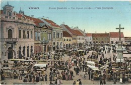 T2/T3 Versec, Vrsac; Ferenc József Tér, Piaci árusok, üzletek, Bódék / Franz Josefsplatz / Square, Market Vendors, Booth - Non Classificati