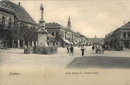 ** T2/T3 Zombor, Sombor; Szent György Tér, Kossuth Utca, Piaci árusok, üzletek / Square, Street View, Market Vendors, Sh - Unclassified