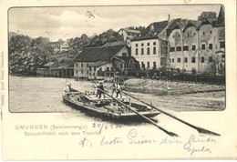 T2/T3 Gmunden, Salzschiff-fahrt Nach Dem Traunfall. Verlag Josef Vesco / Salt Boat Trip After The Accident. Art Nouveau  - Non Classés