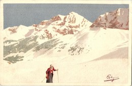 T2/T3 1916 Skiing, Winter Sport. Vouga & Cie. No. A. 16. Litho S: Pellegrini (EK) - Non Classificati