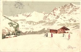 * T2/T3 1916 Skiing, Winter Sport. Vouga & Cie. No. A. 10. Litho S: Pellegrini (EK) - Non Classificati