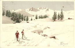 T2/T3 1916 Skiing, Winter Sport. Vouga & Cie. No. A. 14. Litho S: Pellegrini (EK) - Non Classificati