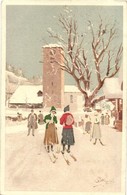 T2 1916 Women Skiing, Winter Sport. Vouga & Cie. No. A. 1. Litho S: Pellegrini - Unclassified