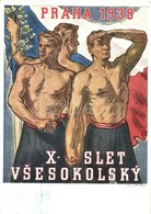 T2/T3 1938 X. Slet Vsesokolsky Praha / 10th Sokol Meeting In Prague. Advertisement Card, So. Stpl S: Karla Minare (EK) - Non Classés