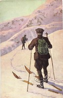 T2/T3 1911 Skiing Art Postcard, Winter Sport, Artist Signed - Zonder Classificatie