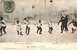 T2 1905 Typical Canadian Wintersports, Scapting 'The Start', Speed Skating. TCV Card - Unclassified