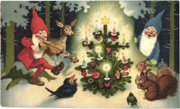 ** T2/T3 Christmas Greeting Card, Dwarves With Squirrels. Nr. 3220. Litho  (EK) - Non Classificati