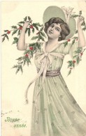 T2 Bonne Année / New Year Greeting Card With Lady - Non Classificati