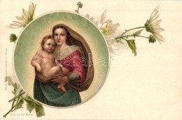 ** T2/T3 Religious Greeting Art Postcard. Virgin Mary And Baby Jesus. Wezel & Naumann Serie 20. No. 4. Floral, Litho - Non Classés