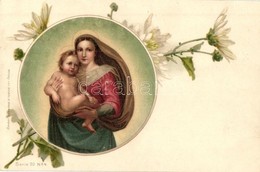 ** T2/T3 Religious Greeting Art Postcard. Virgin Mary And Baby Jesus. Wezel & Naumann Serie 20. No. 4. Floral, Litho - Unclassified