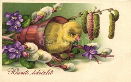 T2 Easter, Chicken With Flowers, Amag 2934. Litho - Ohne Zuordnung