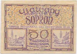 Sopron 1919. 50f Utalvány T:III
Adamo SOP-5.1.1 - Sin Clasificación