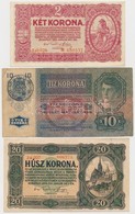 1913-1920. 6db-os Vegyes Magyar Korona Bankjegy Tétel, Közte Osztrák és Román Felülbélyegzéssel T:III,III- - Non Classificati