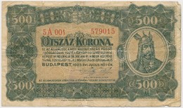 1923. 500K 'Magyar Pénzjegynyomda Rt. Budapest' Nyomdahely Jelöléssel T:III- 
Adamo K34 - Sin Clasificación