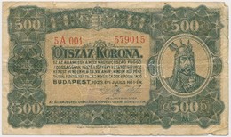 1923. 500K 'Magyar Pénzjegynyomda Rt. Budapest' Nyomdahely Jelöléssel T:III- 
Adamo K34 - Ohne Zuordnung