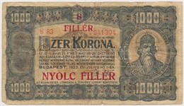 1923. 1000K '8 FILLÉR - NYOLC FILLÉR' Felülnyomással, Nyomdahely Jelölés Nélkül T:III-
Adamo K37B - Sin Clasificación