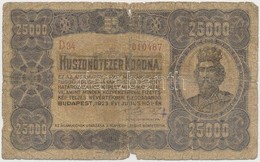 1923. 25.000K 'Orell Füssli Zürich' T:IV 
Hungary 1923. 25.000 Korona 'Orell Füssli Zürich' C:VG
Adamo K44 - Non Classificati